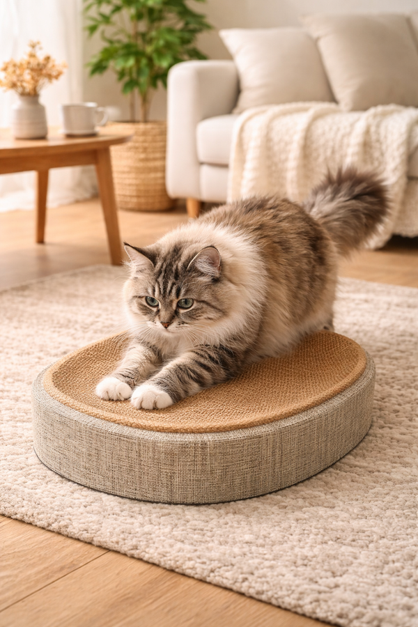 🐱 Planche à griffer concave 2 en 1 — Repos &amp; Griffade naturelle