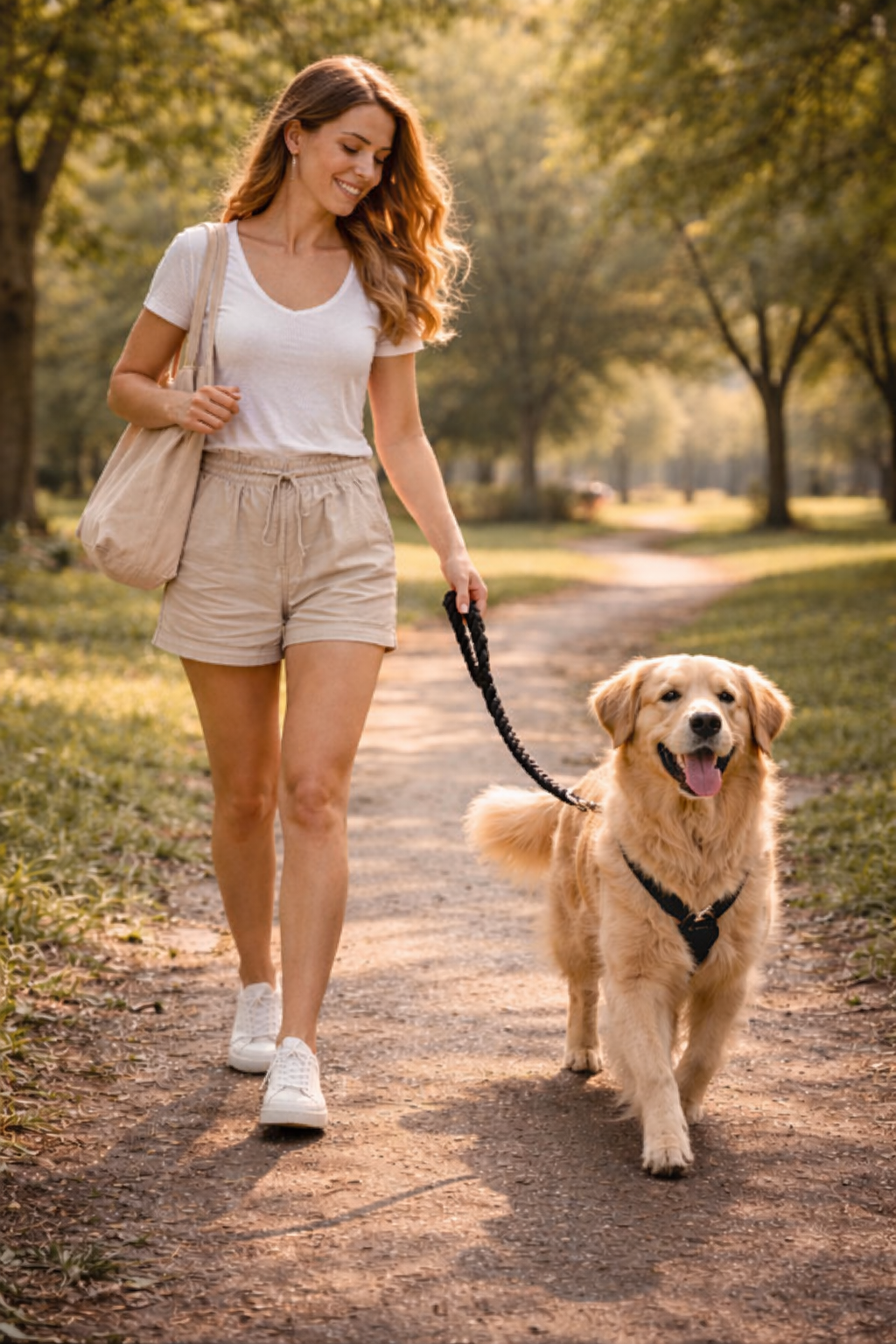 🧵 Laisse courte renforcée — Contrôle & stabilité en promenade Canalisation douce pour balades urbaines maîtrisées