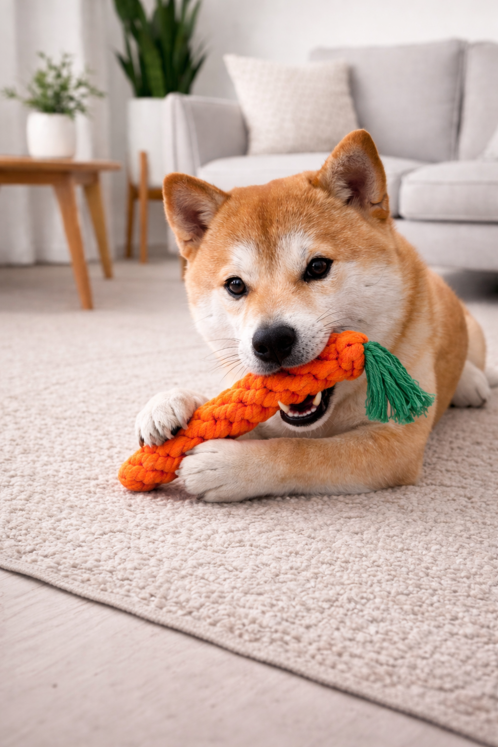 🥕🐶 Jouet à mâcher carotte pour chien  -  Mastication douce, occupation calme