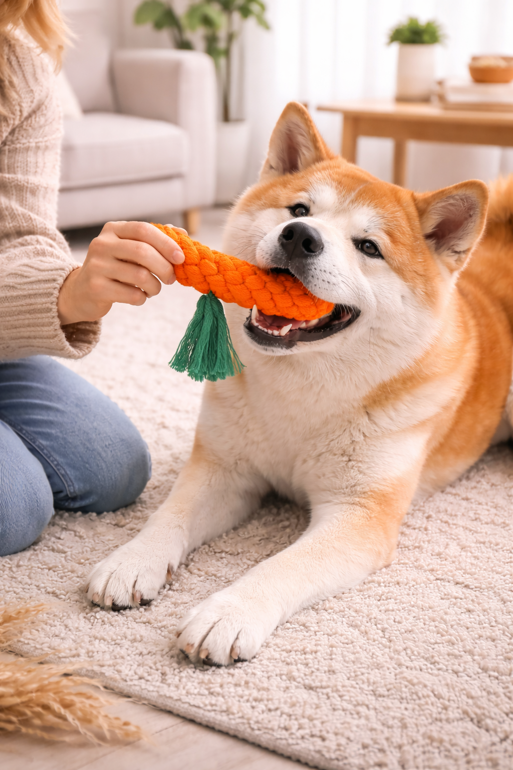 🥕🐶 Jouet à mâcher carotte pour chien  -  Mastication douce, occupation calme