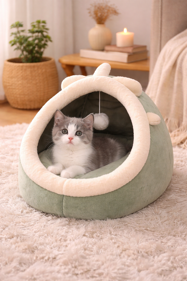 🛖 Calming Cat Cocoon Bed — Secure Haven for Cats