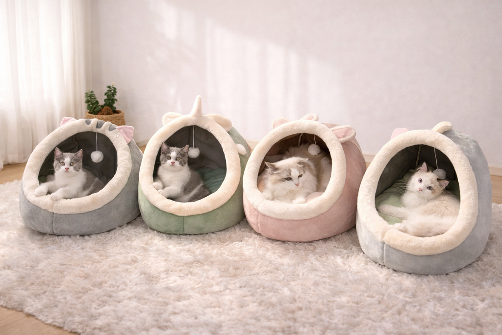 🛖 Calming Cat Cocoon Bed — Secure Haven for Cats
