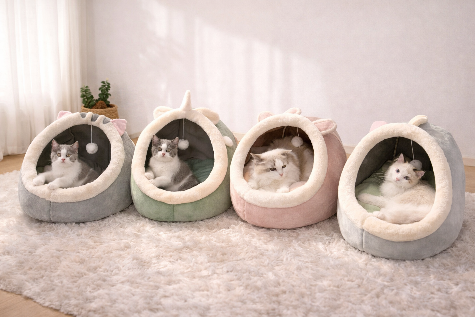 🛖 Calming Cat Cocoon Bed — Secure Haven for Cats