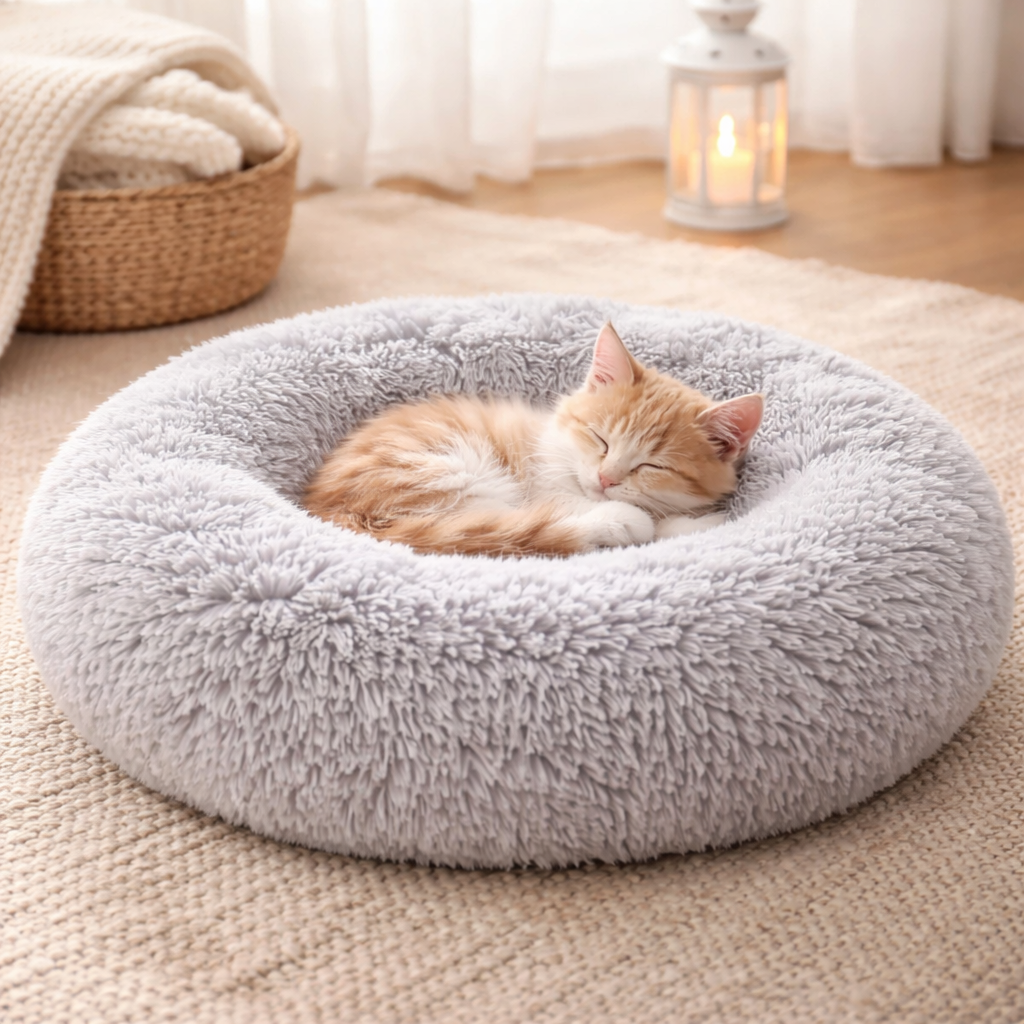 🐾 Fluffy Calming Pet Bed — Cat & Dog