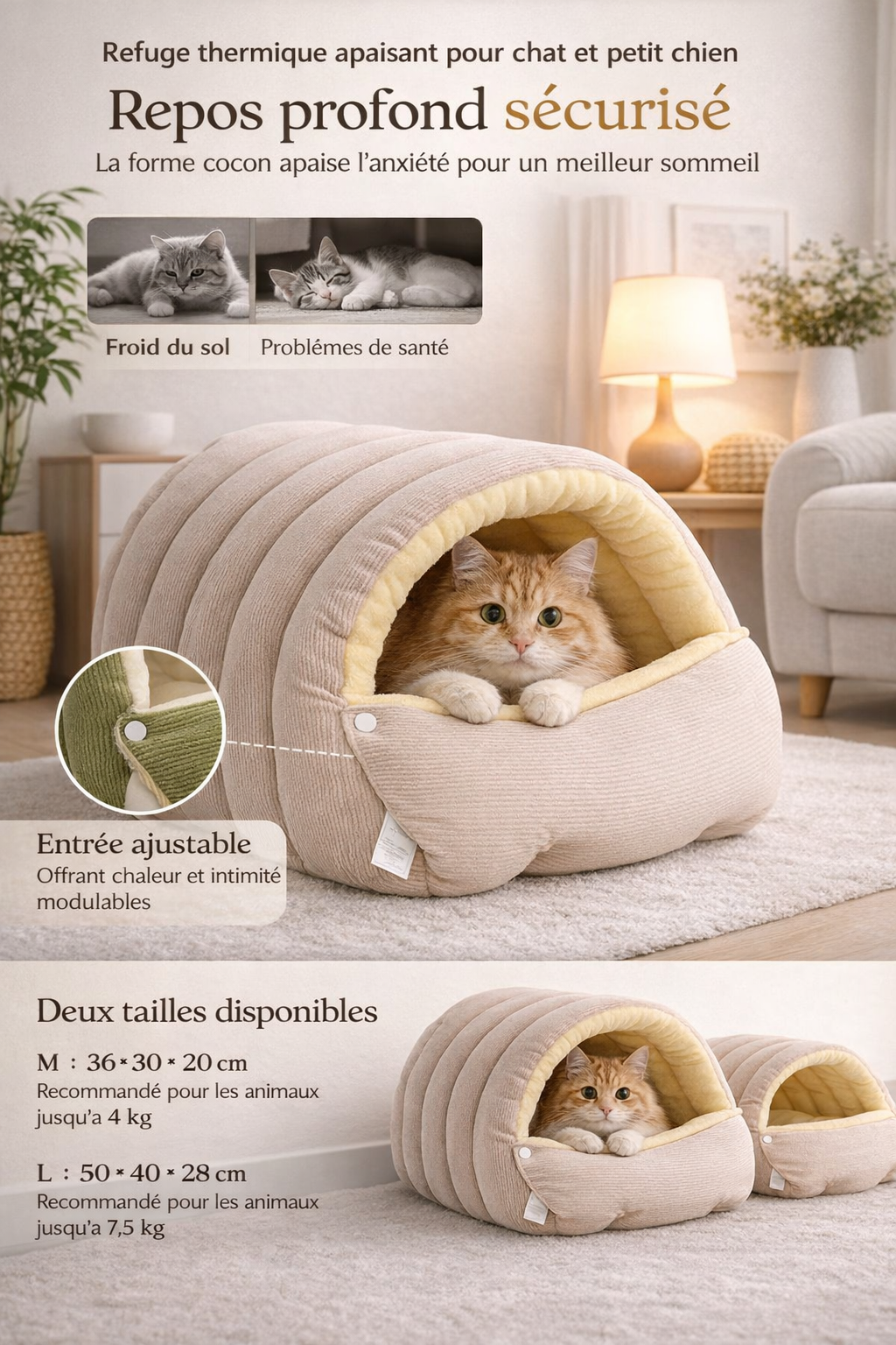 🏠 Soothing thermal refuge — Sensitive & cold-averse cats