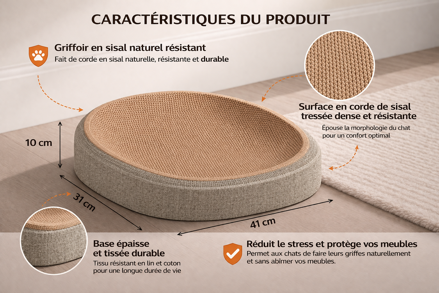 🐱 2-in-1 Concave Scratch Board — Natural Rest &amp; Scratch