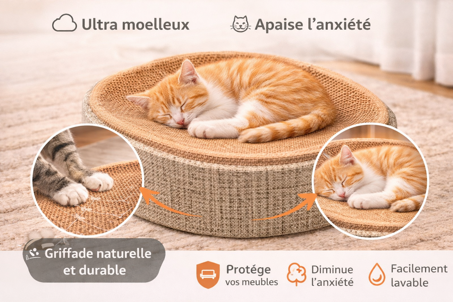 🐱 2-in-1 Concave Scratch Board — Natural Rest &amp; Scratch
