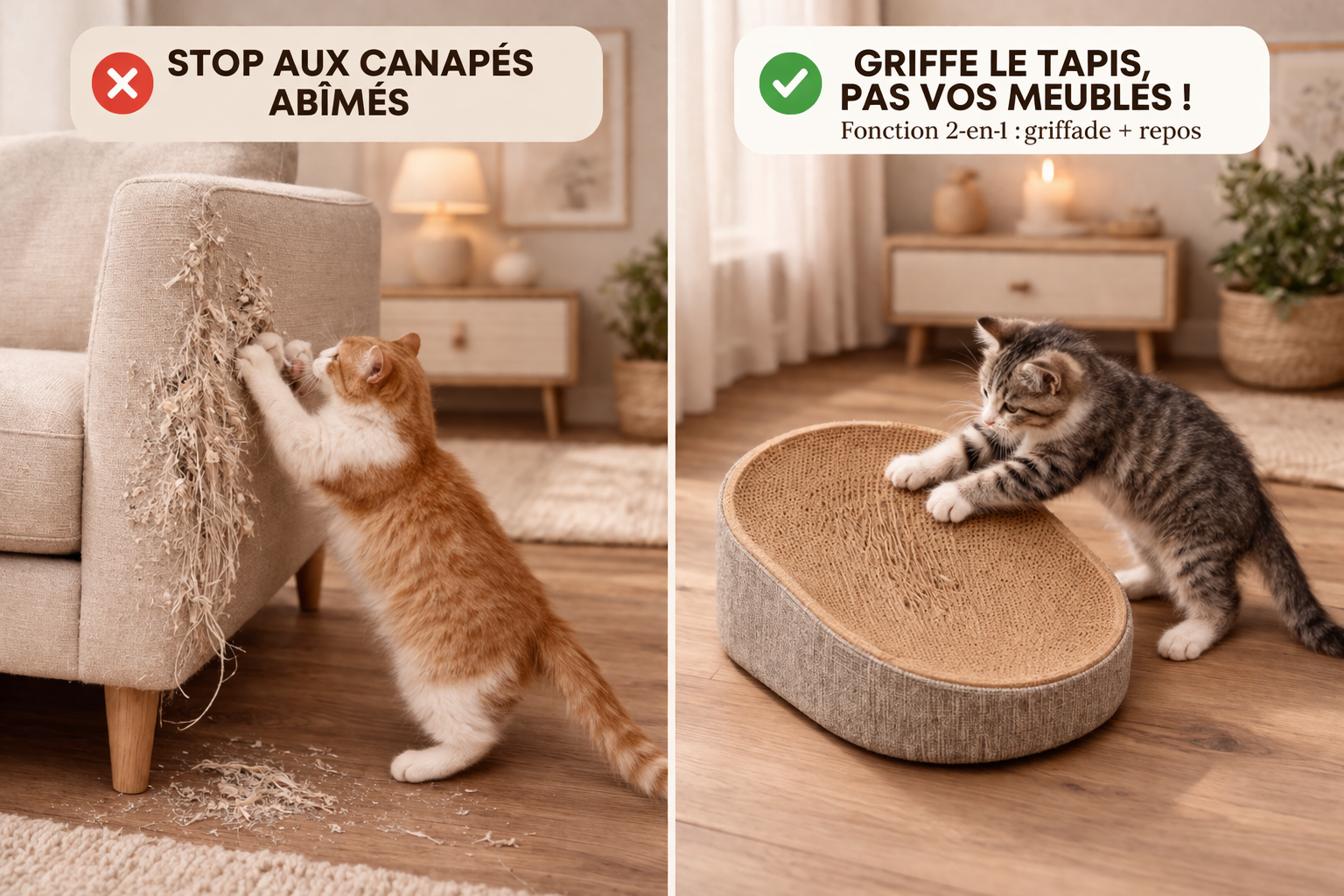 🐱 2-in-1 Concave Scratch Board — Natural Rest &amp; Scratch