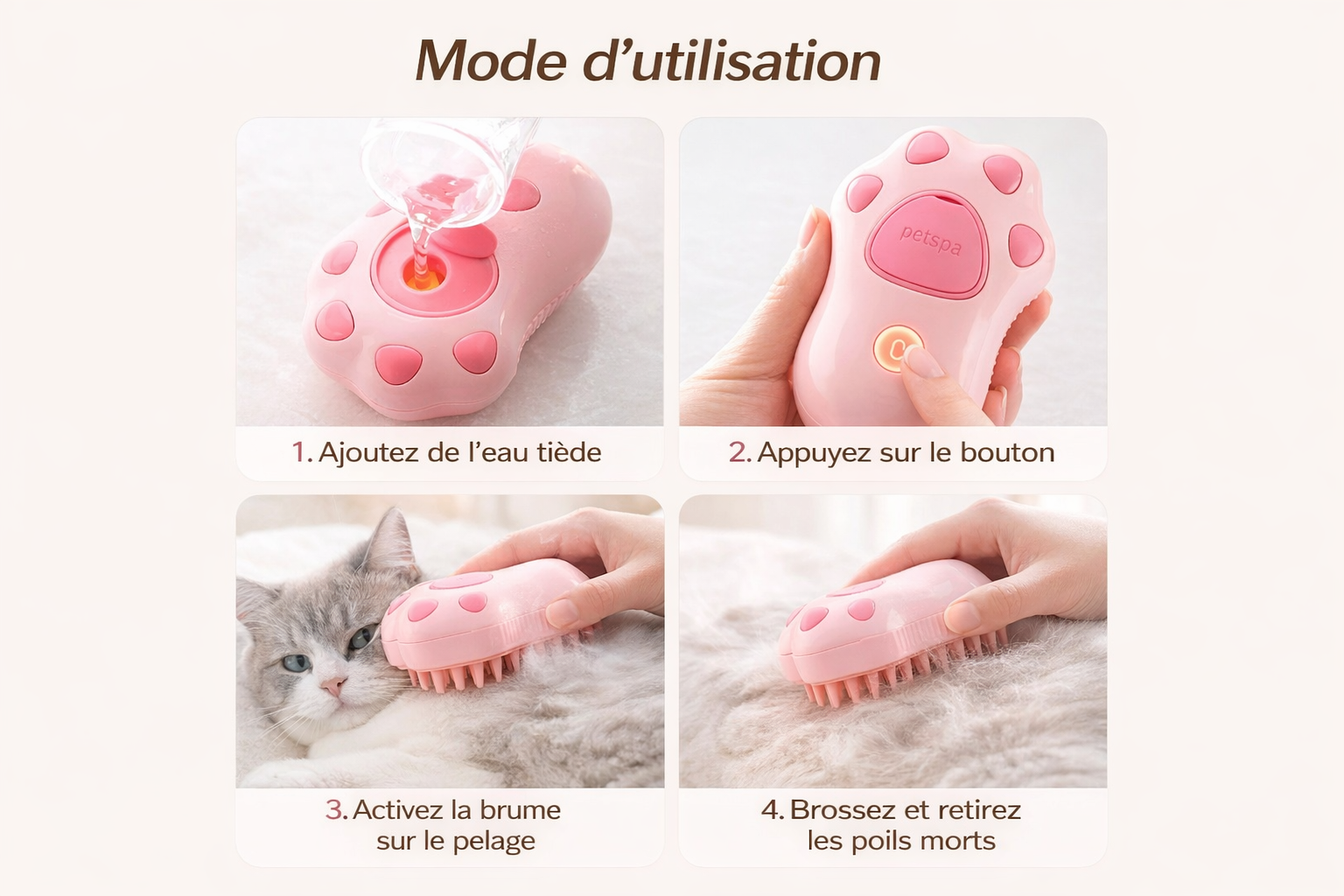 🪮 3-in-1 Pet Steaming Brush for Dogs & Cats