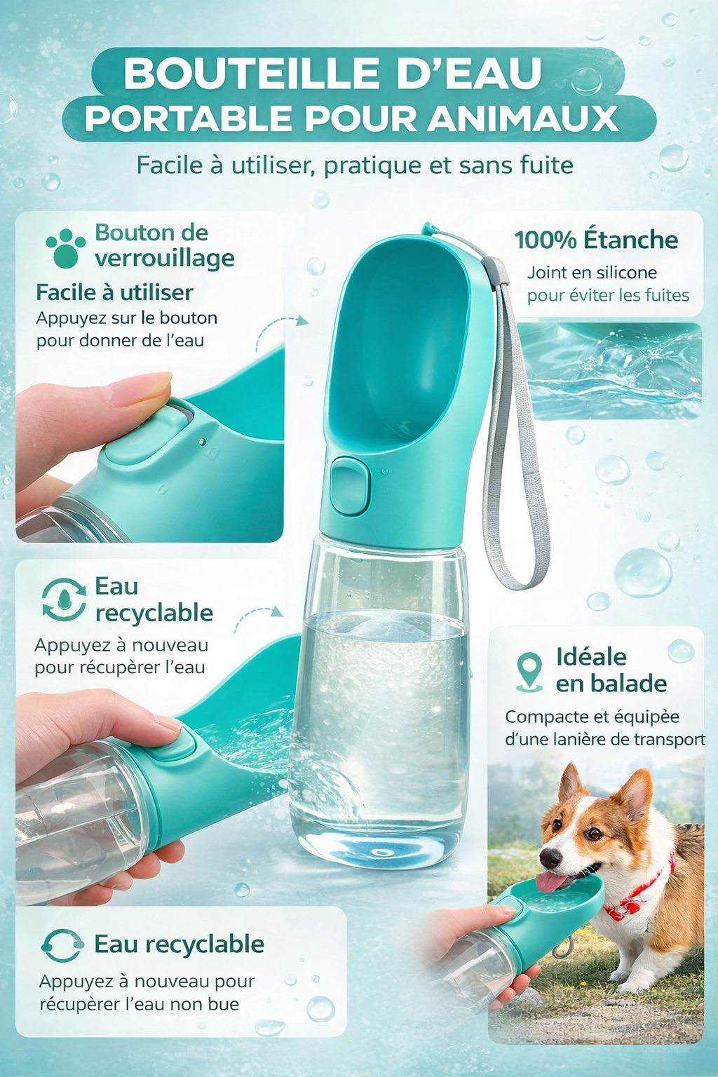 💧Portable dog & cat water bottle