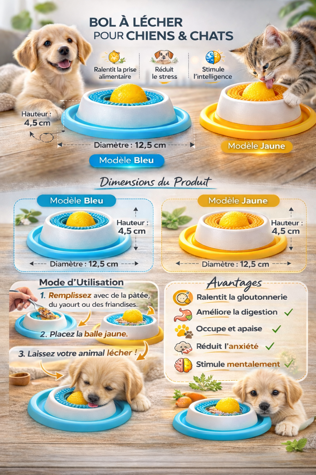 👅 Plaque à lécher apaisante — Chiots & petits animaux