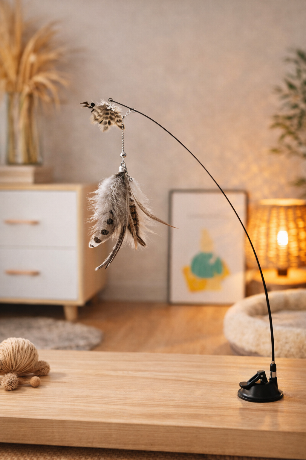🎣 Interactive Cat Wand with Suction Cup Base
