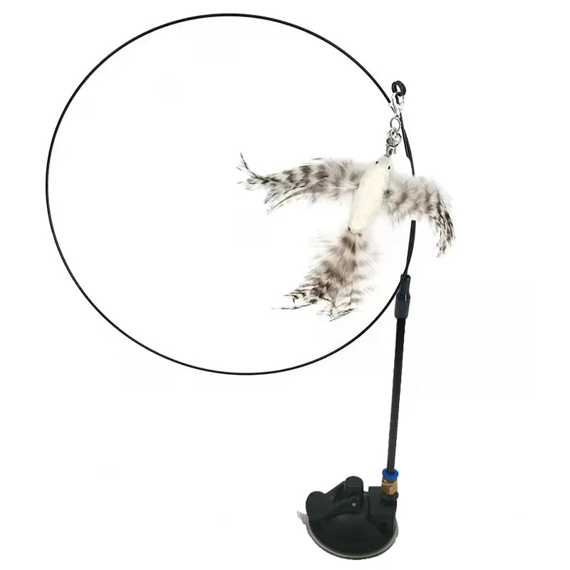 🎣 Interactive Cat Wand with Suction Cup Base