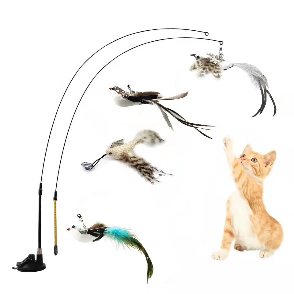 🎣 Interactive Cat Wand with Suction Cup Base